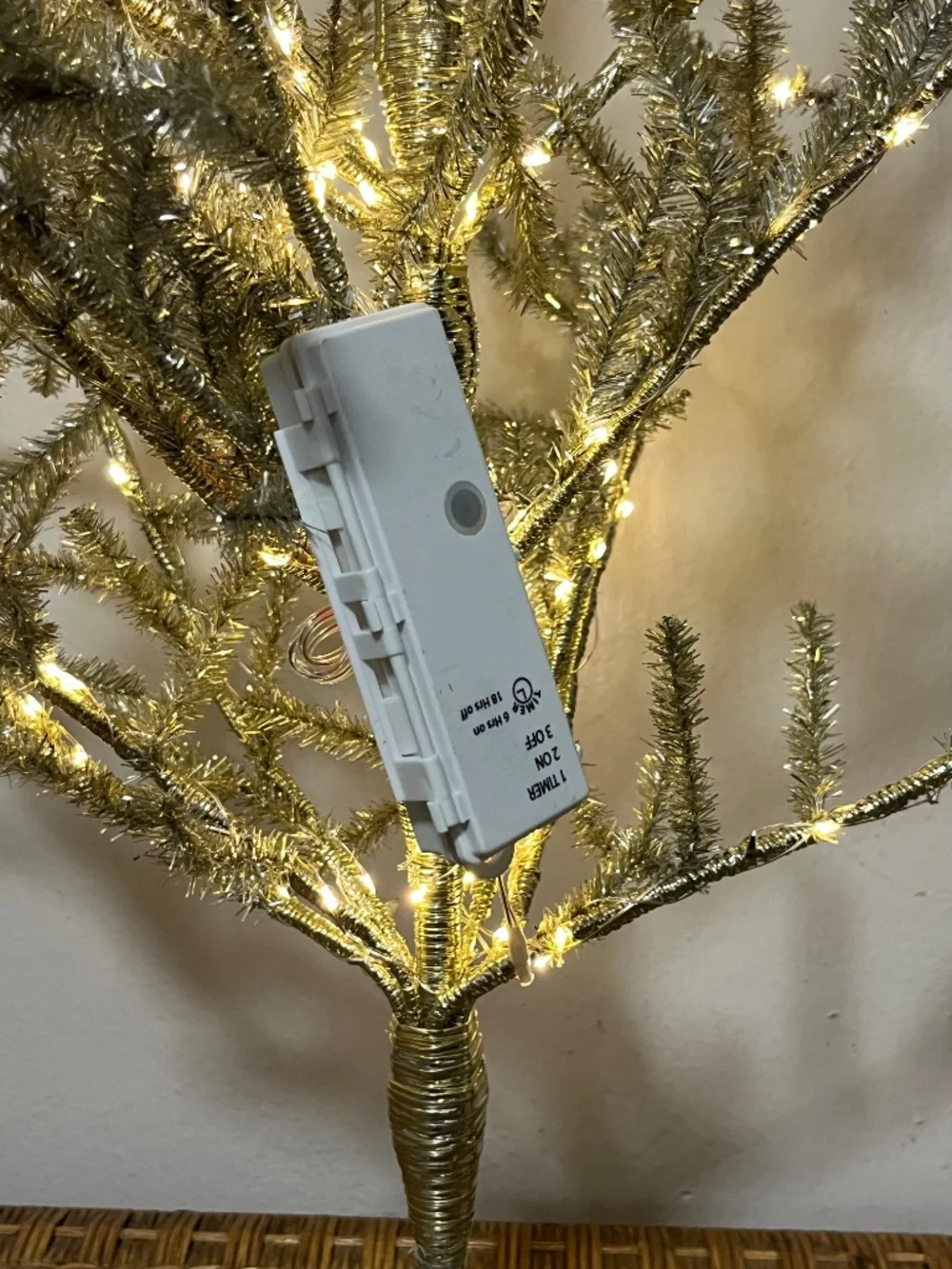West Elm Pre-Lit Faux Champagne Tinsel Christmas Tree.  Sz. Approx. 3ft..  NWOT